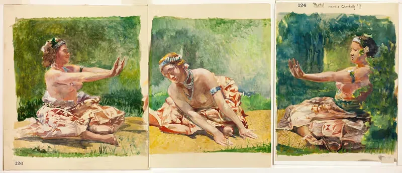 Siva Dance; Triptych of Seated Single Figures — John La Farge