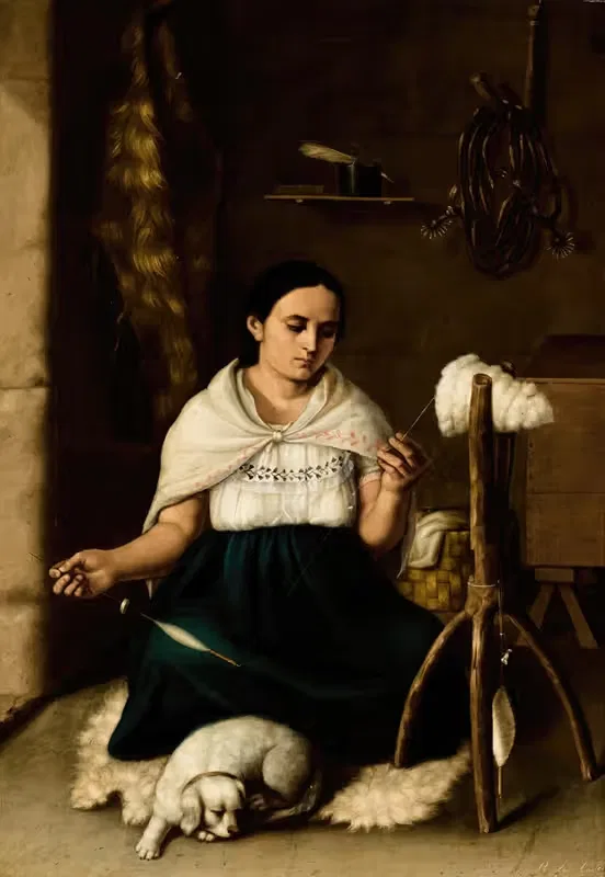 Женщина прядущая (Хиландера) by Луис Кадена, 1859 — digital art print download