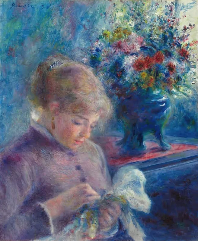 Молодая женщина, шьющая by Пьер-Огюст Ренуар, 1879 — digital art print download