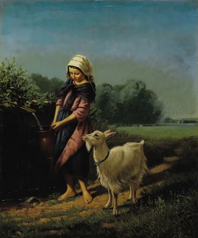Girl Fetching Water with Goat — Samuel S. Carr