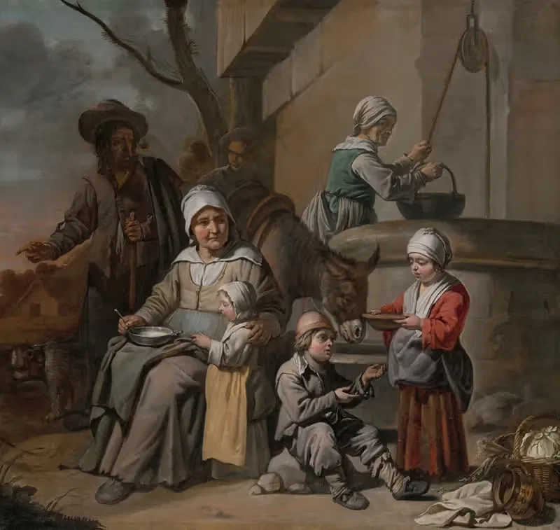 Peasant Family at a Well — The Master of the Children’s Caps