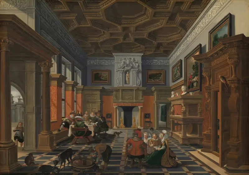 Interior with a Company by Bartholomeus van Bassen, 1622 - 1624 — digital art print download