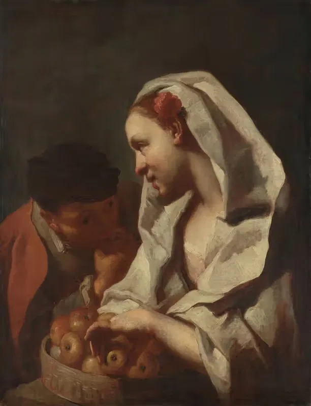 Девушка, продающая фрукты by Доменико Маджиотто, 1745 - 1770 — digital art print download