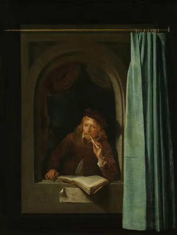 Man Smoking a Pipe by Gerrit Dou, c. 1650 — digital art print download