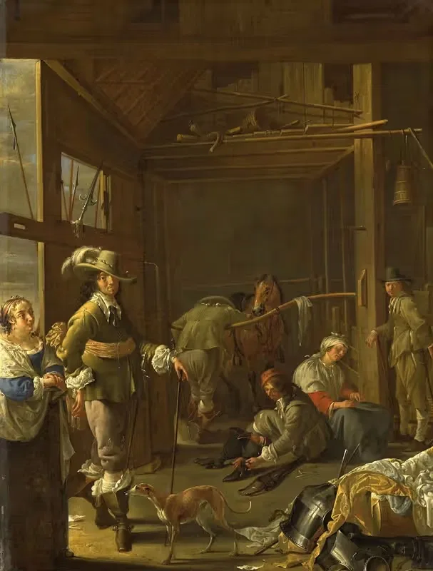 Солдаты в конюшне by Якоб Дак, c. 1655 — digital art print download