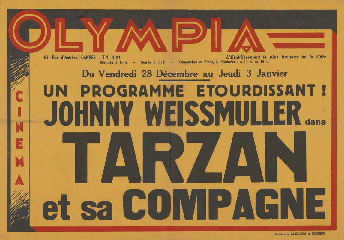 Tarzan et sa compagne by Anonymous, 1936 — digital art print download