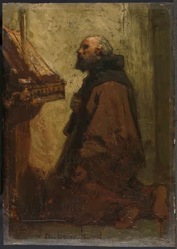 Praying Monk (Monk at his Devotions) by Jacob Maris, 1864 — digital art print download
