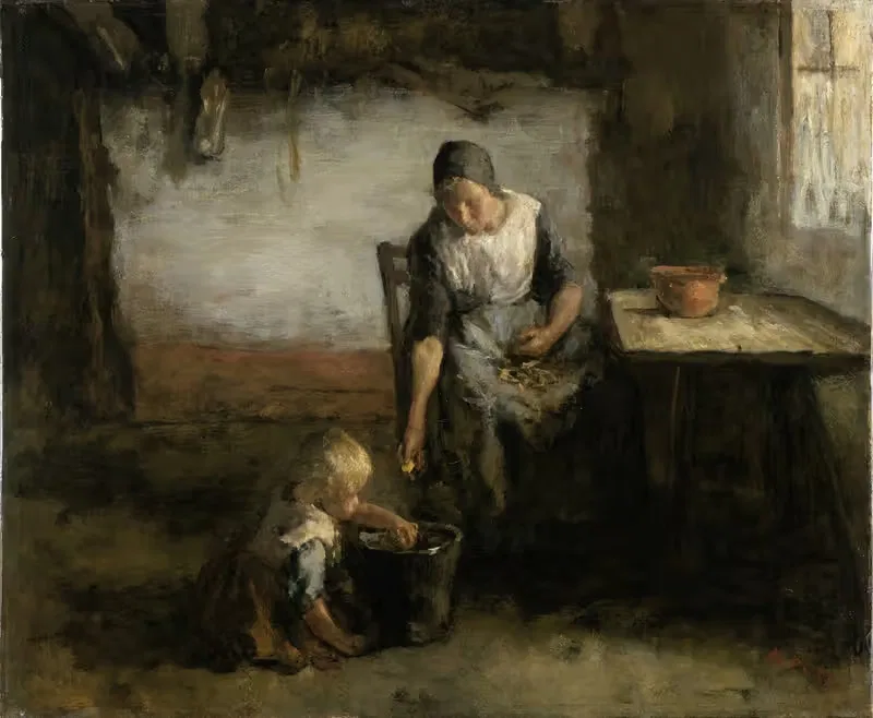 Женщина, чистящая картошку by Якоб Симон Хендрик Кевер, 1880 - 1922 — digital art print download