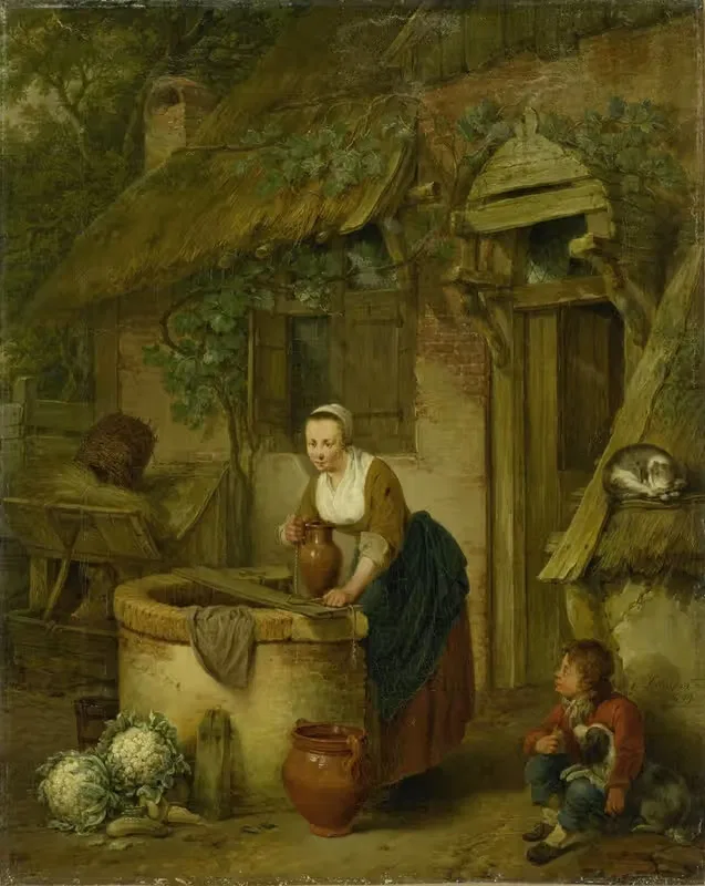 Woman Drawing Water from a Well — Jacobus Johannes Lauwers