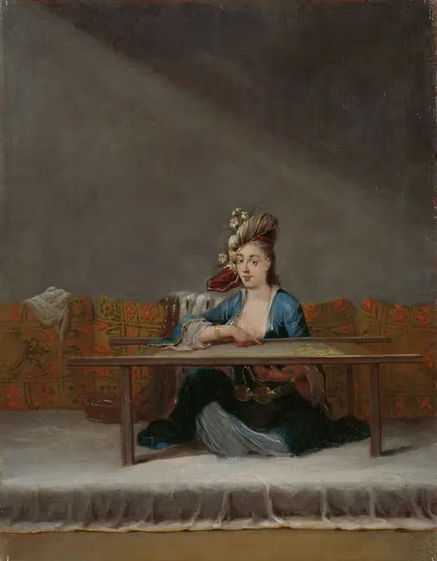 Turkish Woman at her Embroidery Frame — Jean Baptiste Vanmour
