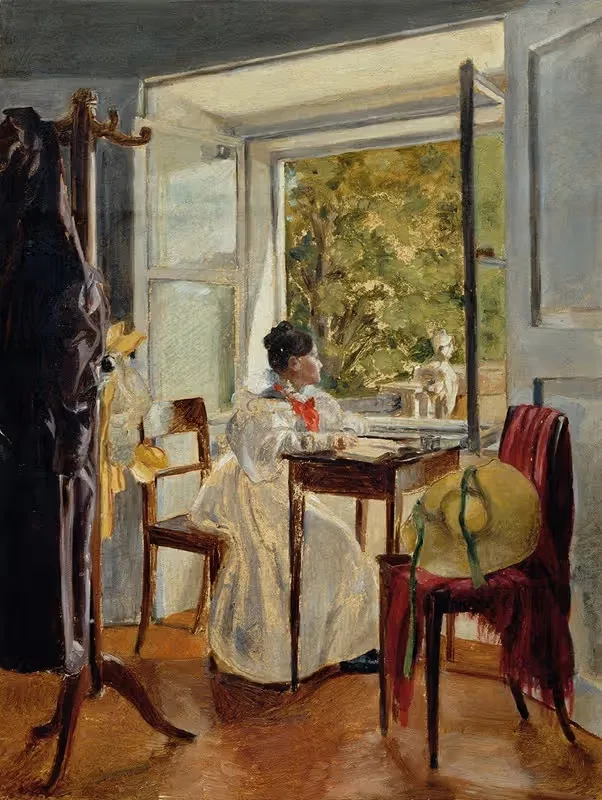 Marie Krafft am Schreibtisch — Johann Peter Krafft