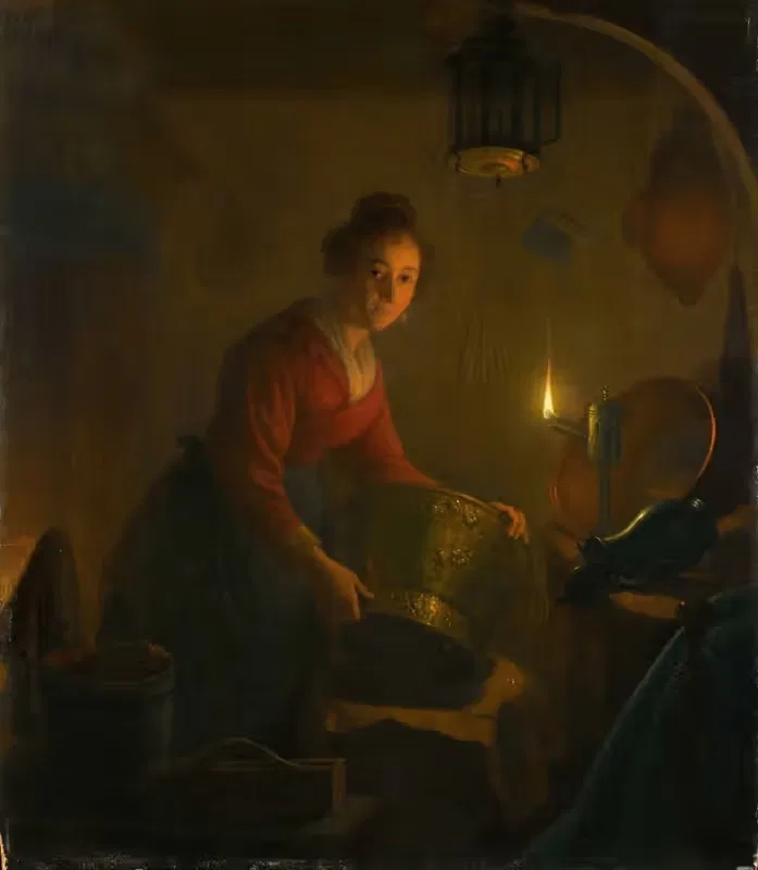 A Woman in a Kitchen by Candlelight — Michiel Versteegh