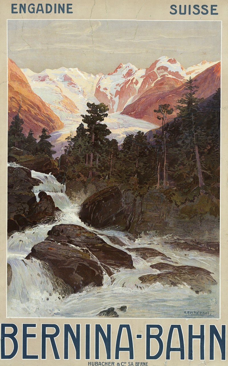 Bernina-Bahn – Engadin, Suisse by Anton Reckziegel, 1908 — digital art print download