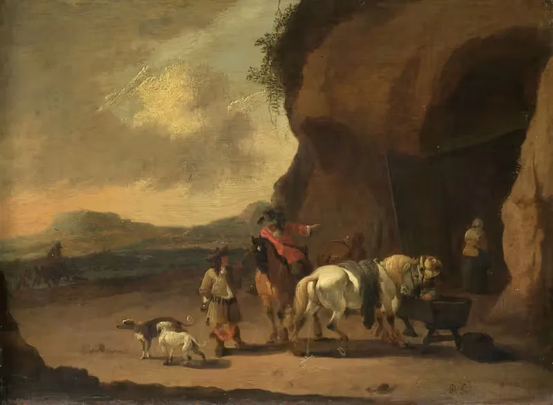 Всадники, остановившиеся на горном перевале by Питер Бут, c. 1670 — digital art print download