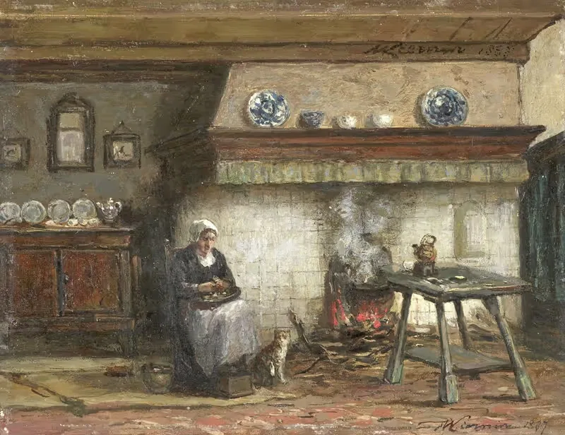 Interior of a Cottage in Scheveningen — Willem Adriaan Alexander Liernur