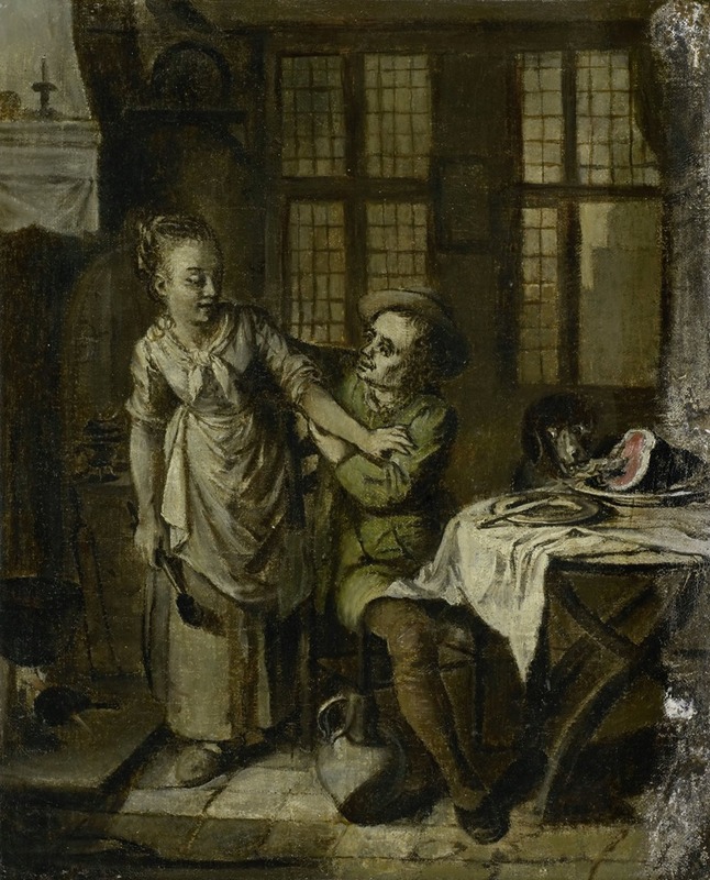Gallant Scene in a Kitchen Interior by Виллем Жозеф Лаки, 1780 - 1798 — digital art print download