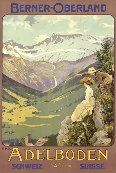 Berner-Oberland; Adelboden 1400m, Schweiz, Suisse by Карло Пеллегрини, 1910 — digital art print download