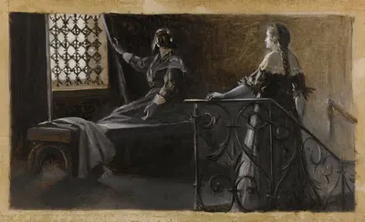 Этель и женщина в вуали by Альберт Гийом Демарест, 1889 — digital art print download