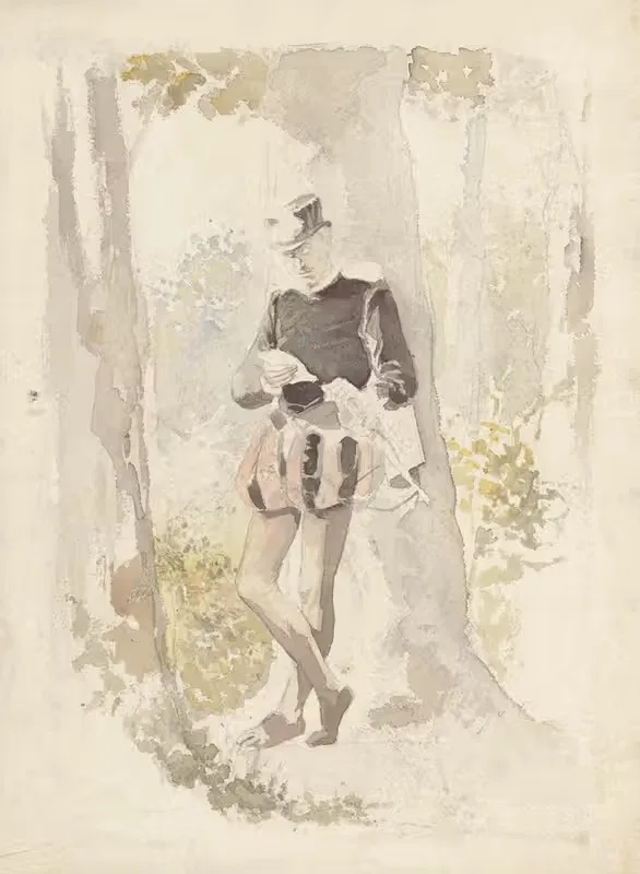Staande jongeman die een brief leest — Albert Neuhuys