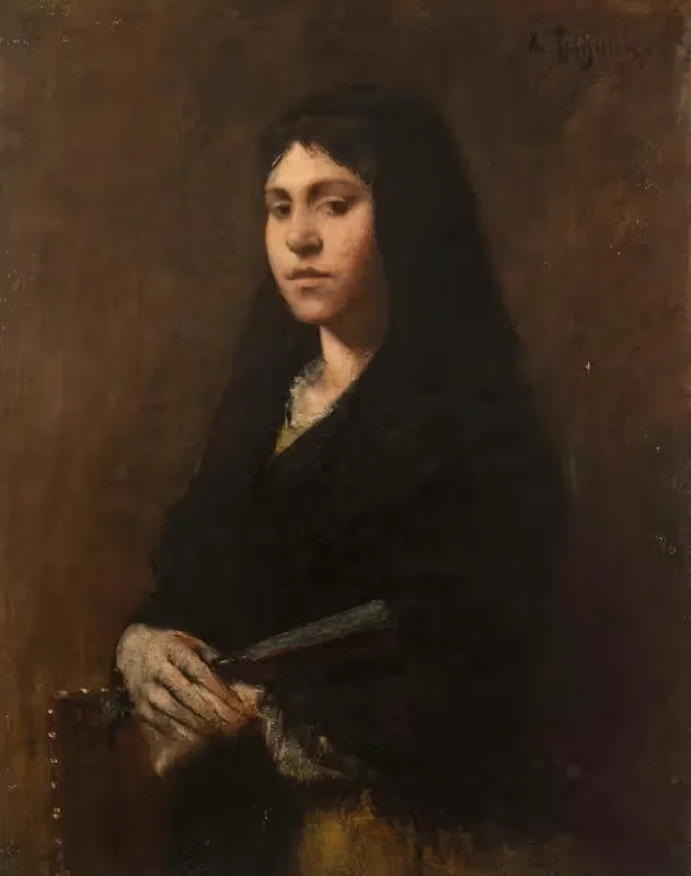 Женщина с веером by Александр Фальгюер, 1873-1892 — digital art print download
