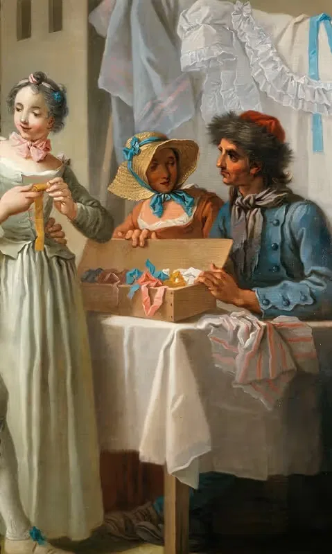 Торговец лентами (фрагмент) by Этьен Жеора, 1753 — digital art print download