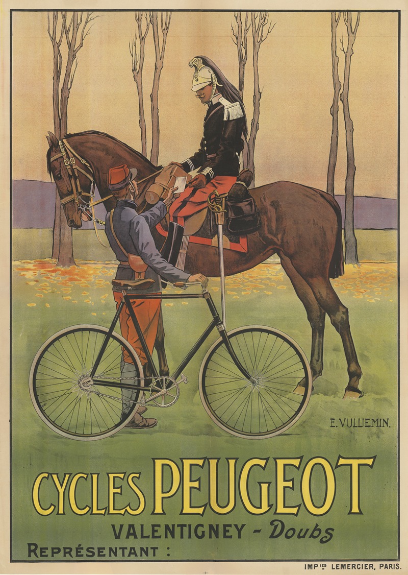 Cycles Peugeot. Valentigney – Doubs by Ernest Vulliemin, 1895 — digital art print download