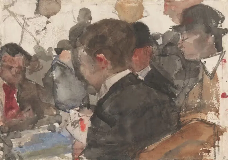 Kaartende mannen in een café — Isaac Israëls