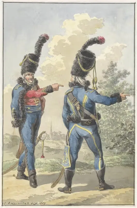 Twee staande militairen — Jan Anthonie Langendijk