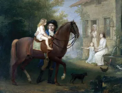 Художник и его семья перед загородным домом by Жан-Антуан Лоран, 1797 - 1798 — digital art print download