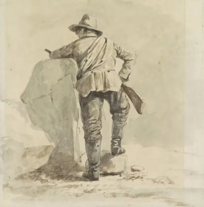 Rustende jongen, op de rug gezien — Johann Bernard Klombeek