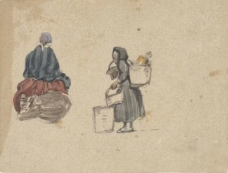 Две этюда рыбачек by Иоганнес Босбум, 1827 - 1891 — digital art print download