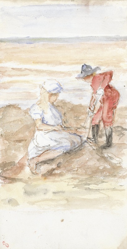 Kinderen spelend aan het strand by Йозеф Исраэльс, 1834 - 1911 — digital art print download