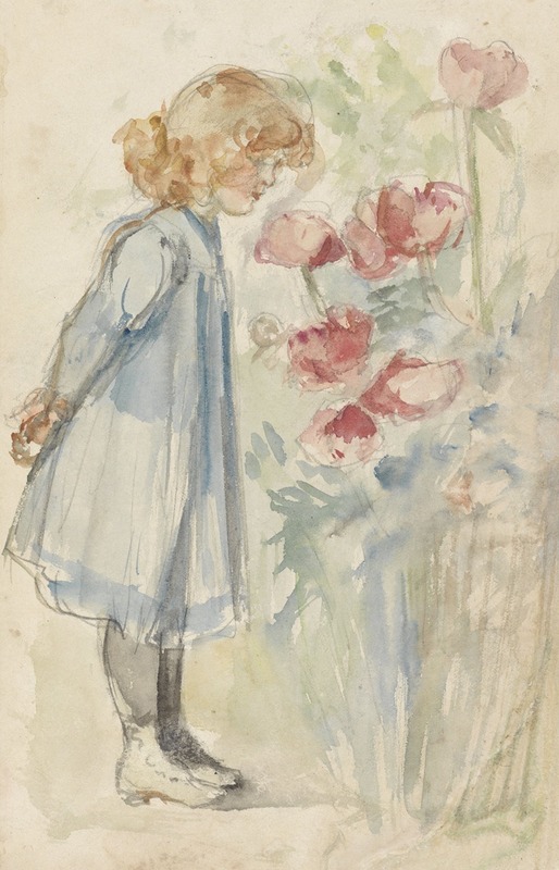 Staand meisje in bloementuin by Йозеф Исраэльс, 1834 - 1911 — digital art print download