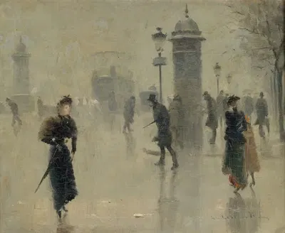 Прохожие на бульваре, зимний день by Леон Леметр, 1895 — digital art print download
