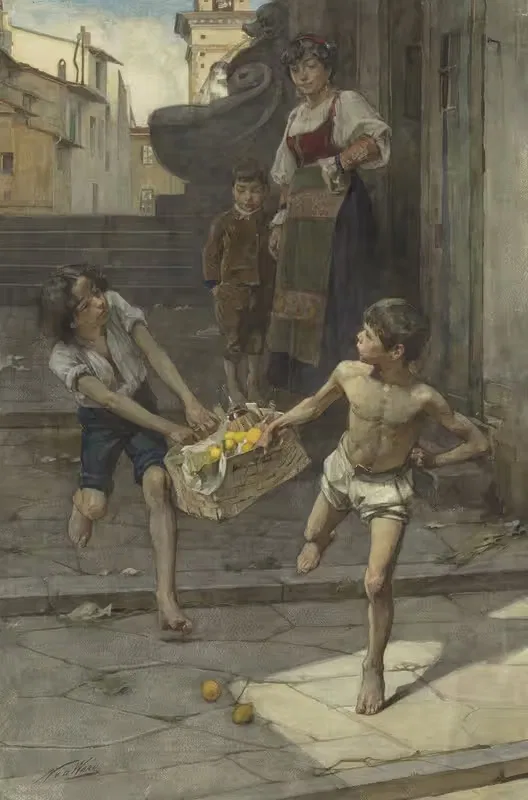 Straatscène in een Italiaanse stad — Nicolaas van der Waay