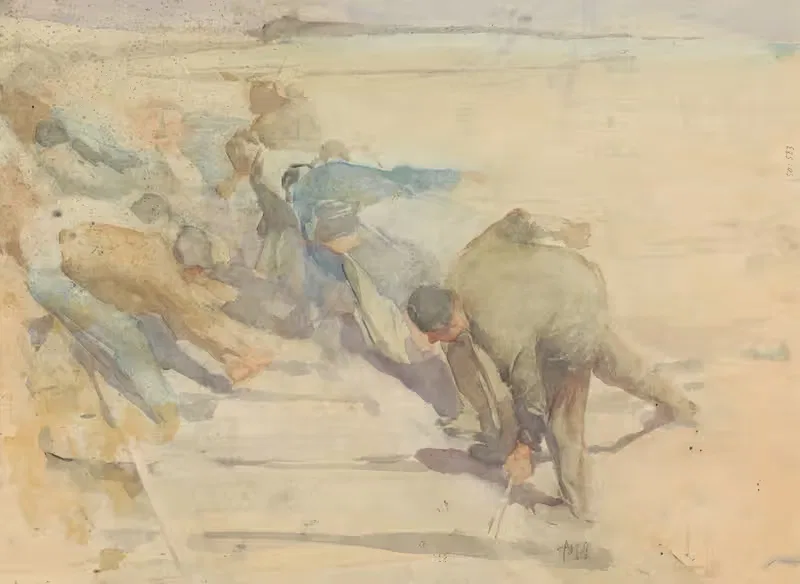 Рабочие, занимающиеся разборкой рельсов by Питер Йосселин де Йонг, 1871 - 1906 — digital art print download
