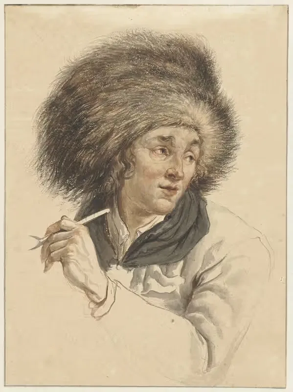 Мужчина в меховой шляпе и с трубкой by Абрахам Ван Стрий, 1763 - 1826 — digital art print download