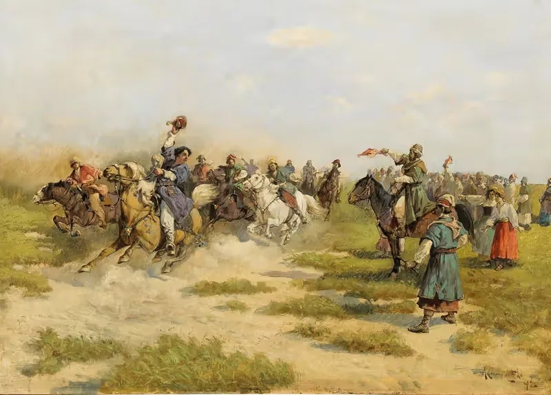 Riders Arriving at a Village — Adam Kazimierz Ciemniewski