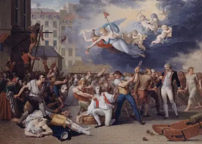 Маркиз де Пелепор (1754-1807) пытается, безуспешно, спасти майора Бастилии, Антуана-Жерома де Лосме-Сальбре, 14 июля 1789…