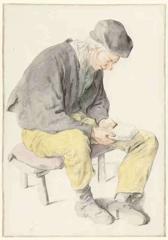 Сидящий мужчина читает, смотря вправо by Корнелис Дюсарт, 1690 - 1700 — digital art print download