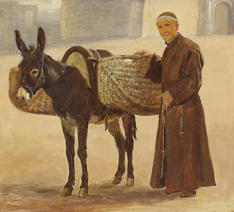 Монах с его ослом by Фредерик Кристиан Лунд — digital art print download