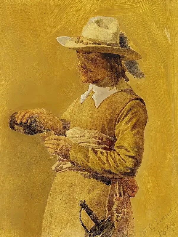 Мускетер с бутылкой и стаканом by Фредерик Кристиан Лунд, 1880 — digital art print download