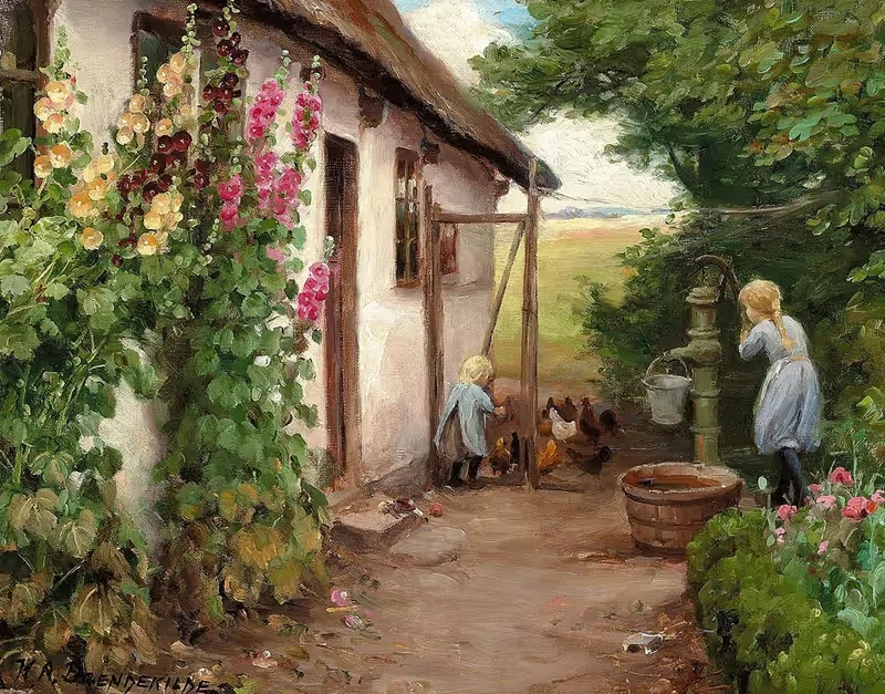 Udenfor bondehuset by Hans Andersen Brendekilde — digital art print download