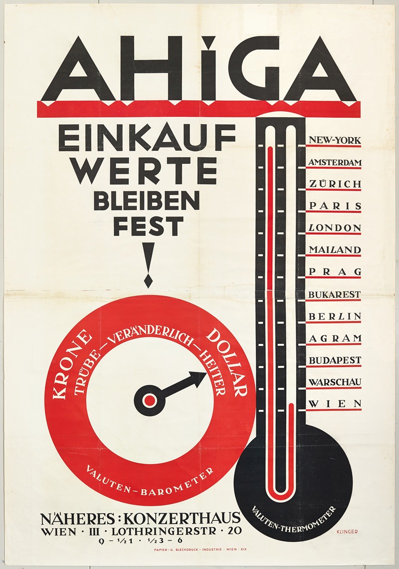 AHIGA Einkauf Werte bleiben fest! by Юлий Клингер, 1921 — digital art print download