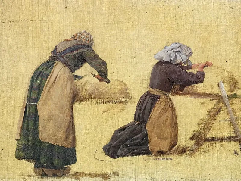 Две женщины стригут овец. Этюд by Йоаким Сковгорд, 1877 — digital art print download