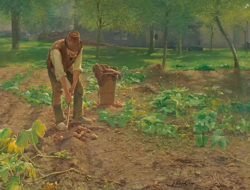 Уборка картофеля by Йозеф Кинцель, 1902 — digital art print download