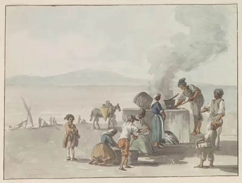 Smelten van teer te Chiaja, Napels — Abraham-Louis-Rodolphe Ducros