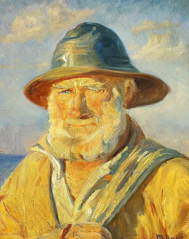 Skagenfisker i aftensol. Studie — Michael Ancher