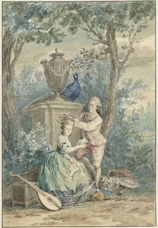 Элегантная пара в парке by Николаес Муйс, 1750 - 1808 — digital art print download
