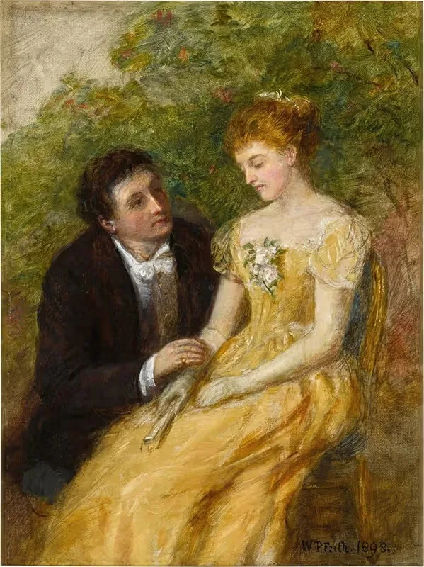 Эскиз для "В оранжерее; Критический момент by Уильям Пауэлл Фрит, 1898 — digital art print download